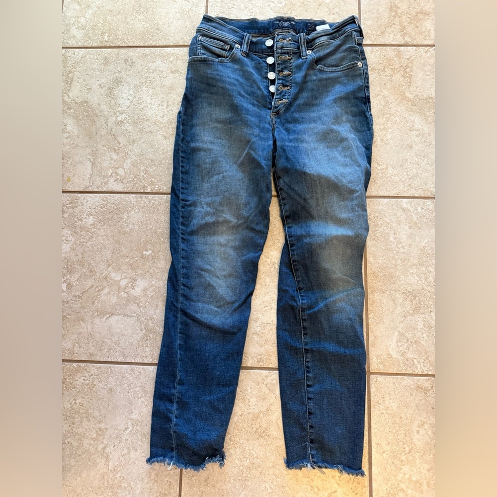 Lucky Brand Straight-Leg Button-Fly Jeans in Dark Blue Wash